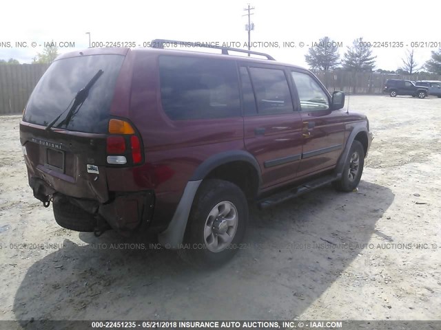 JA4LS21H52J020078 - 2002 MITSUBISHI MONTERO SPORT ES/SPORT LS BURGUNDY photo 4