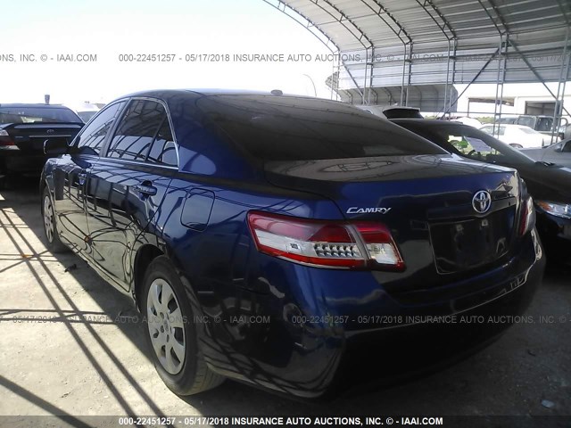 JTNBF3EK4A3001506 - 2010 TOYOTA CAMRY SE/LE/XLE 深蓝色 照片 3