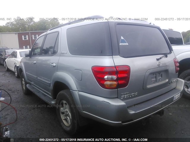 5TDBT48A92S095730 - 2002 TOYOTA SEQUOIA LIMITED SILVER photo 3