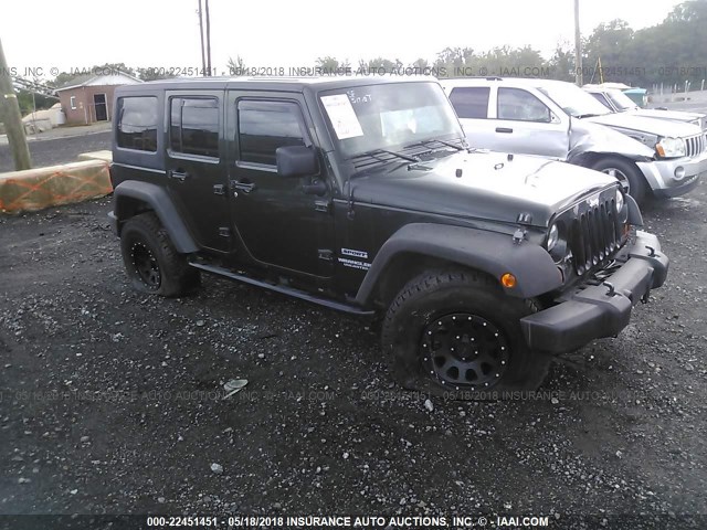 1J4BA3H15BL596870 - 2011 JEEP WRANGLER UNLIMITE SPORT GREEN photo 1