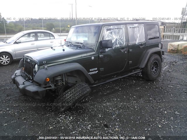 1J4BA3H15BL596870 - 2011 JEEP WRANGLER UNLIMITE SPORT GREEN photo 2