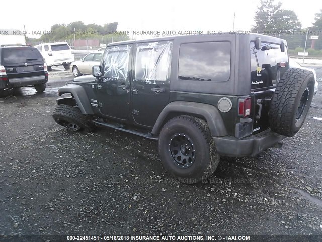 1J4BA3H15BL596870 - 2011 JEEP WRANGLER UNLIMITE SPORT GREEN photo 3