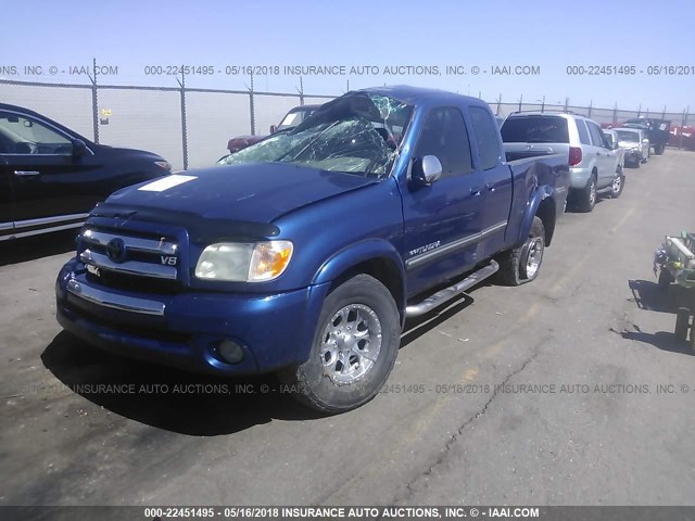 5TBBT44175S468525 - 2005 TOYOTA TUNDRA ACCESS CAB SR5 BLUE photo 2