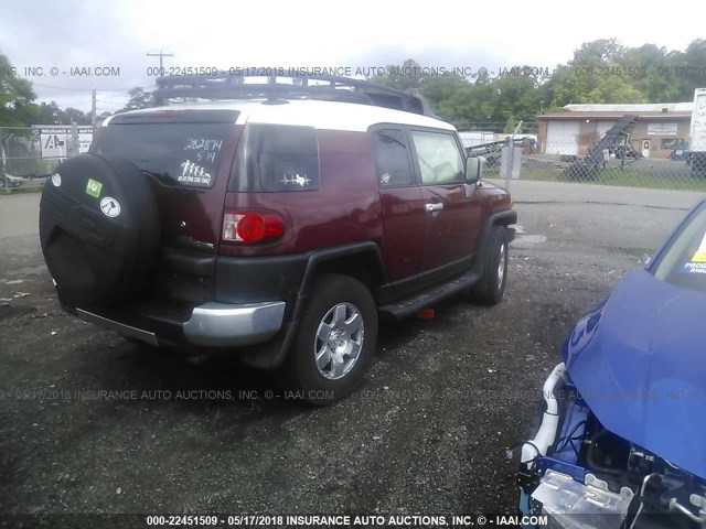 JTEBU4BF6AK095297 - 2010 TOYOTA FJ CRUISER MAROON photo 4