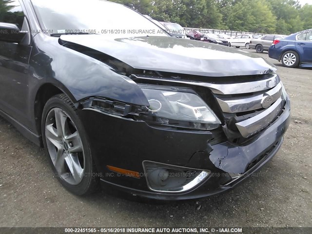 3FAHP0KC0CR319267 - 2012 FORD FUSION SPORT BLACK photo 6