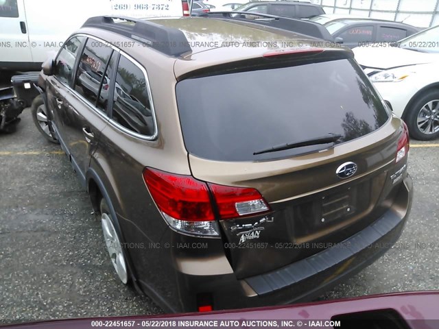 4S4BRBGC2B3409317 - 2011 SUBARU OUTBACK 2.5I PREMIUM BROWN photo 3