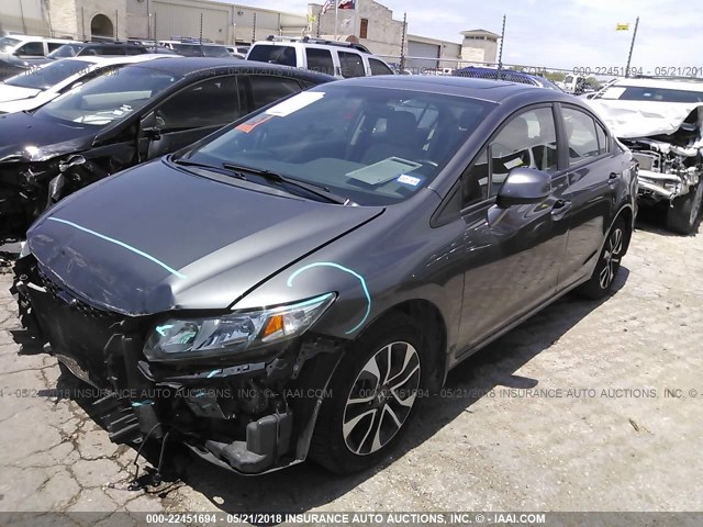 2HGFB2F93DH523019 - 2013 HONDA CIVIC EXL GRAY photo 2