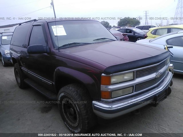 3GNEK18R5XG127929 - 1999 CHEVROLET TAHOE K1500 BURGUNDY photo 1