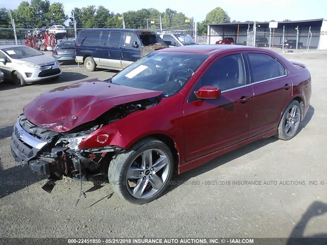 3FAHP0KC0AR105098 - 2010 FORD FUSION SPORT MAROON photo 2