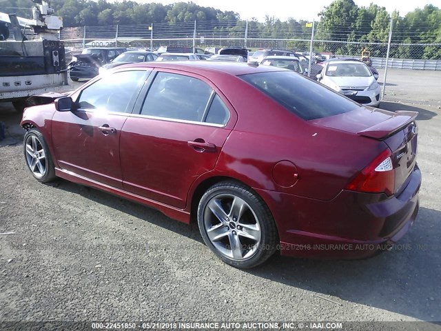 3FAHP0KC0AR105098 - 2010 FORD FUSION SPORT MAROON photo 3