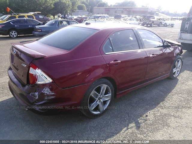 3FAHP0KC0AR105098 - 2010 FORD FUSION SPORT MAROON photo 4