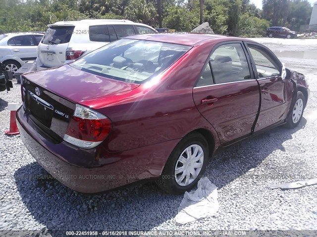4T1BE32K25U064238 - 2005 TOYOTA CAMRY LE/XLE/SE წითელი ფოტო 4