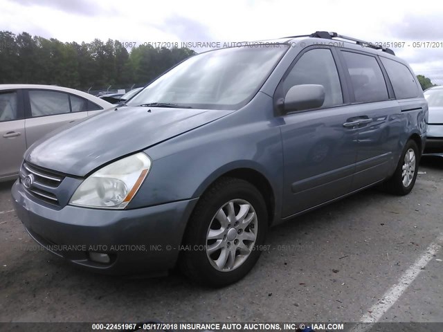 KNDMB233376165271 - 2007 KIA SEDONA EX/LX BLUE photo 2