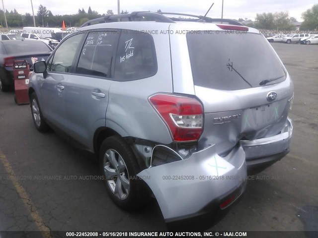 JF2SJAEC3EH529256 - 2014 SUBARU FORESTER 2.5I PREMIUM SILVER photo 3