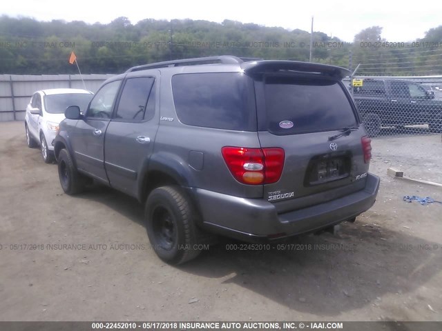 5TDBT48A93S204818 - 2003 TOYOTA SEQUOIA LIMITED GRAY photo 3