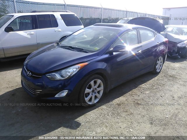 5NPDH4AE7DH258701 - 2013 HYUNDAI ELANTRA GLS/LIMITED BLUE photo 2