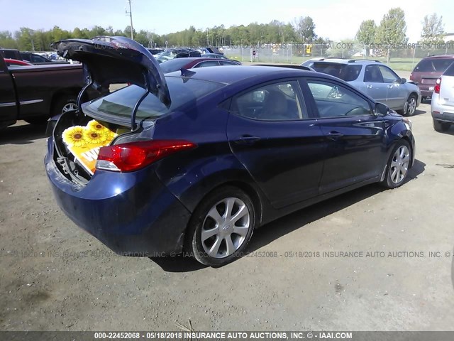 5NPDH4AE7DH258701 - 2013 HYUNDAI ELANTRA GLS/LIMITED BLUE photo 4