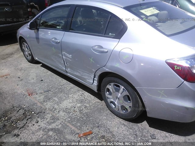 JHMFB4F21CS005381 - 2012 HONDA CIVIC HYBRID SILVER photo 6