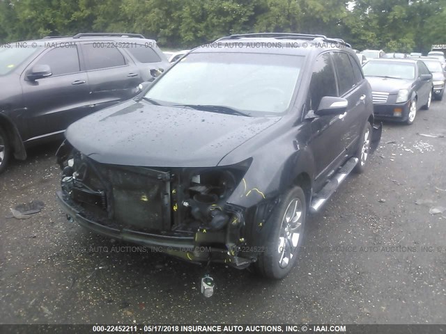 2HNYD28408H523496 - 2008 ACURA MDX TECHNOLOGY BLACK photo 2