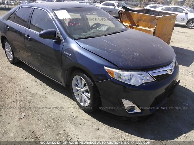 4T1BD1FKXEU135722 - 2014 TOYOTA CAMRY HYBRID/LE/XLE BLUE photo 1