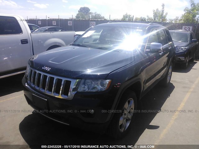 1C4RJFCG0CC302908 - 2012 JEEP GRAND CHEROKEE OVERLAND Dark Blue photo 2