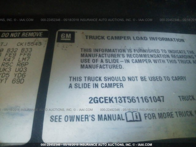 2GCEK13T561161047 - 2006 CHEVROLET SILVERADO K1500 SILVER photo 9