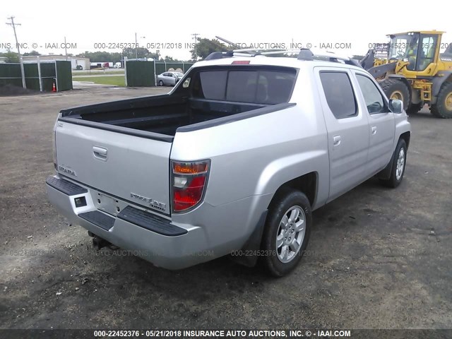 2HJYK16566H502503 - 2006 HONDA RIDGELINE RTL SILVER photo 4