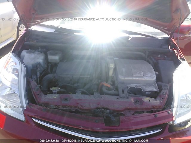 JTDKB20U767542407 - 2006 TOYOTA PRIUS წითელი ფოტო 10