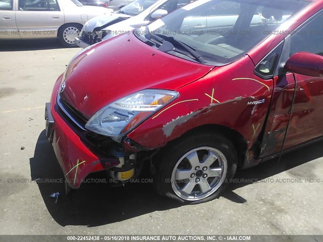 JTDKB20U767542407 - 2006 TOYOTA PRIUS წითელი ფოტო 6