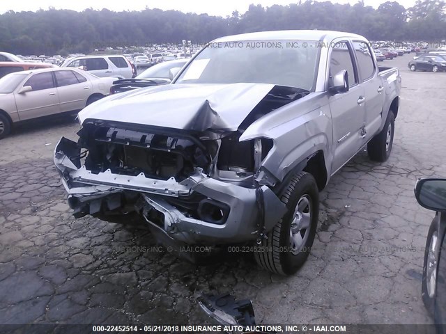 5TFAZ5CN5GX006344 - 2016 TOYOTA TACOMA DBL CAB/SR5/TRD SPORT/OR SILVER photo 2