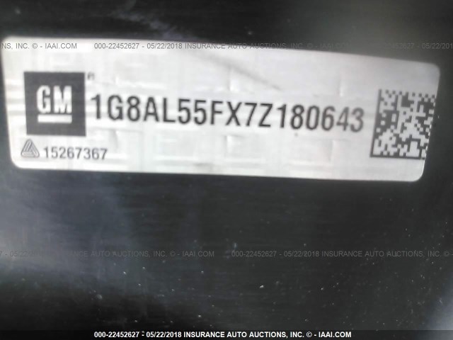 1G8AL55FX7Z180643 - 2007 SATURN ION LEVEL 3 BLACK photo 9