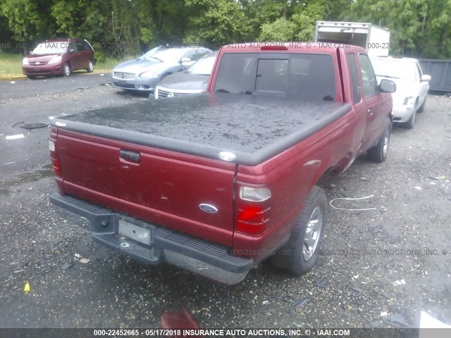 1FTYR44U34PA23363 - 2004 FORD RANGER SUPER CAB RED photo 4