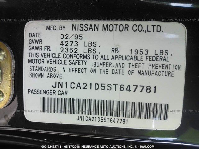 JN1CA21D5ST647781 - 1995 NISSAN MAXIMA GLE/GXE/SE GREEN photo 9