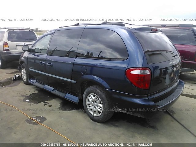 2B4GP44R91R360110 - 2001 DODGE GRAND CARAVAN SPORT BLUE photo 3