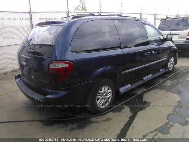 2B4GP44R91R360110 - 2001 DODGE GRAND CARAVAN SPORT BLUE photo 4