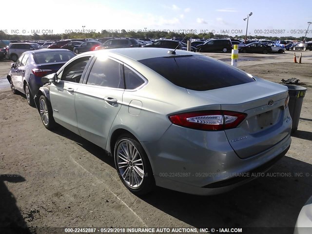 3FA6P0LU4ER184361 - 2014 FORD FUSION SE HYBRID Light Blue photo 3