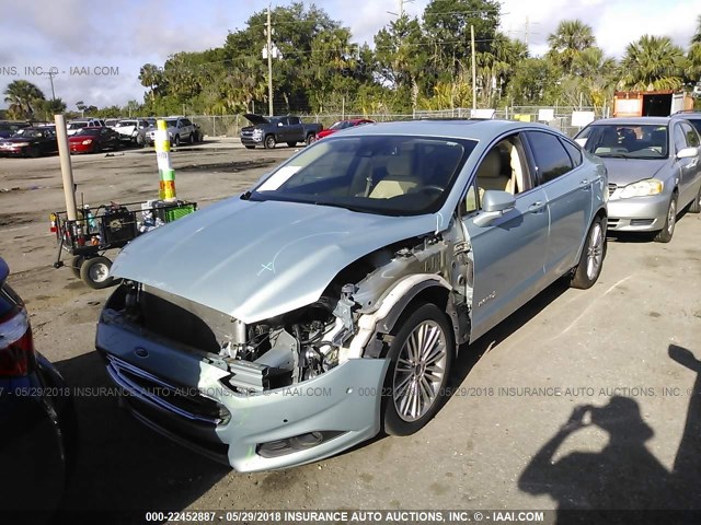 3FA6P0LU4ER184361 - 2014 FORD FUSION SE HYBRID Light Blue photo 6