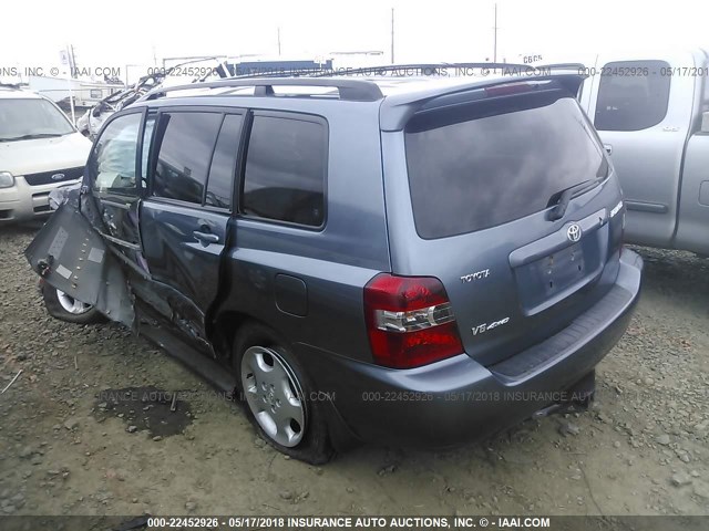 JTEEP21A560145561 - 2006 TOYOTA HIGHLANDER LIMITED BLUE photo 3