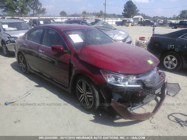 1HGCR2F55HA116657 - 2017 HONDA ACCORD SPORT RED photo 1