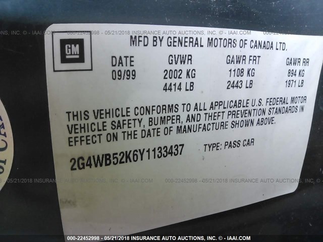 2G4WB52K6Y1133437 - 2000 BUICK REGAL LS 绿色 照片 9