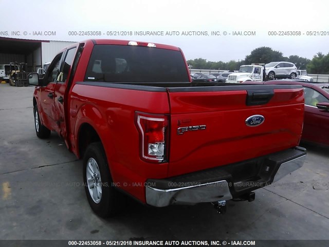 1FTEW1CF9HKC75618 - 2017 FORD F150 SUPERCREW RED photo 3