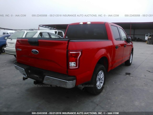 1FTEW1CF9HKC75618 - 2017 FORD F150 SUPERCREW RED photo 4