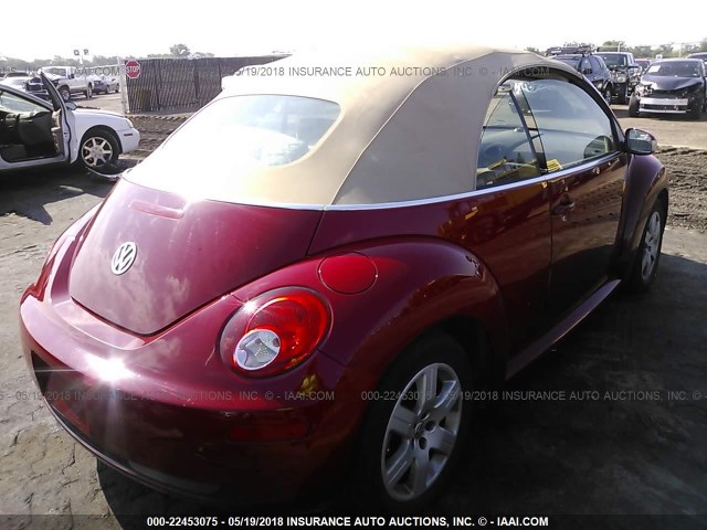 3VWPF31Y27M407521 - 2007 VOLKSWAGEN NEW BEETLE CONVERTIBLE RED photo 4