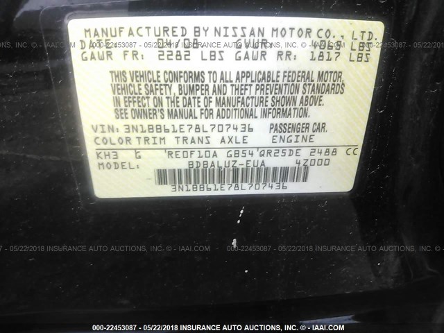 3N1BB61E78L707436 - 2008 NISSAN SENTRA SE-R BLACK photo 9