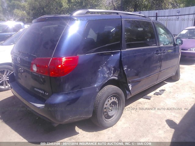 5TDZA23C06S522574 - 2006 TOYOTA SIENNA CE/LE BLUE photo 4