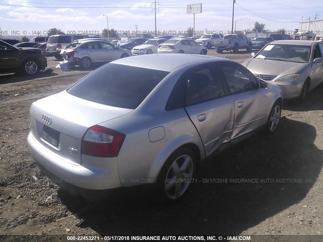 WAULC68E32A154137 - 2002 AUDI A4 1.8T QUATTRO SILVER photo 4