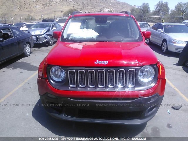 ZACCJABT8GPD49676 - 2016 JEEP RENEGADE LATITUDE RED photo 6