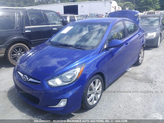 KMHCU4AE2DU406777 - 2013 HYUNDAI ACCENT GLS/SE BLUE photo 2