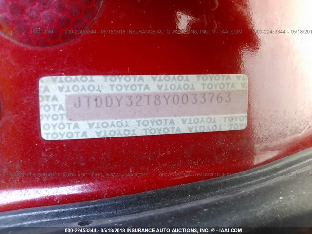 JTDDY32T8Y0033763 - 2000 TOYOTA CELICA GT-S RED photo 9