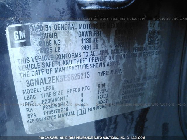 3GNAL2EK5ES625213 - 2014 CHEVROLET CAPTIVA LS 黑色 照片 9